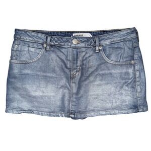 Garage Medium Denim Jean Mini Skirt Skort Sparkle Blue Bling Summer Festival fun